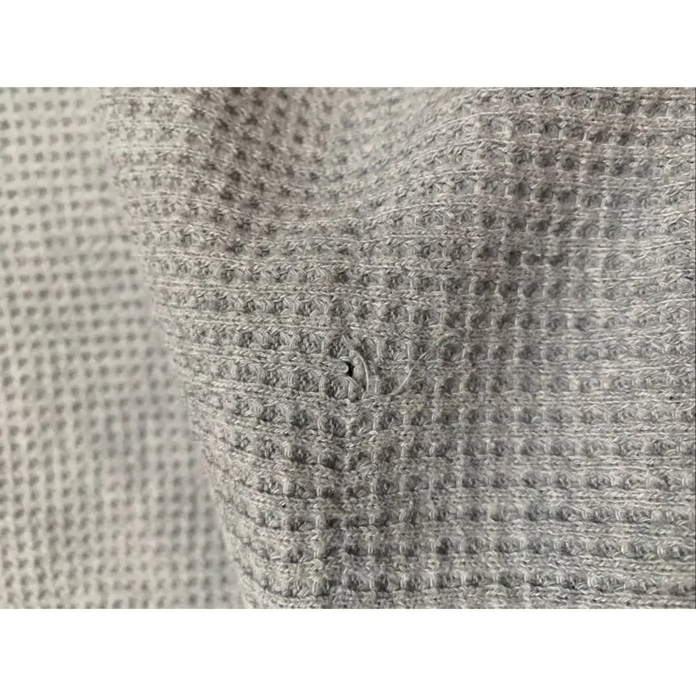 AERIE Brooklyn Graphic Gray Waffle Knit Oversized Crewneck Sweater Small